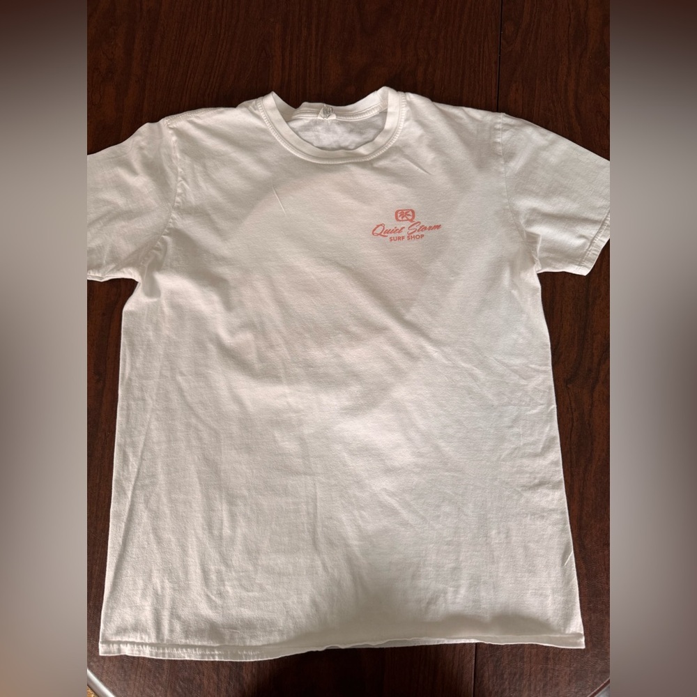 Quiet Storm Surf Shop Myrtle Beach 100% Cotton White Tee with Logo Accent Size L